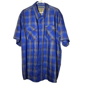 Dixxon Mens The Harbor Blue Plaid Bamboo Short Sleeve Button Shirt 3X Outdoor